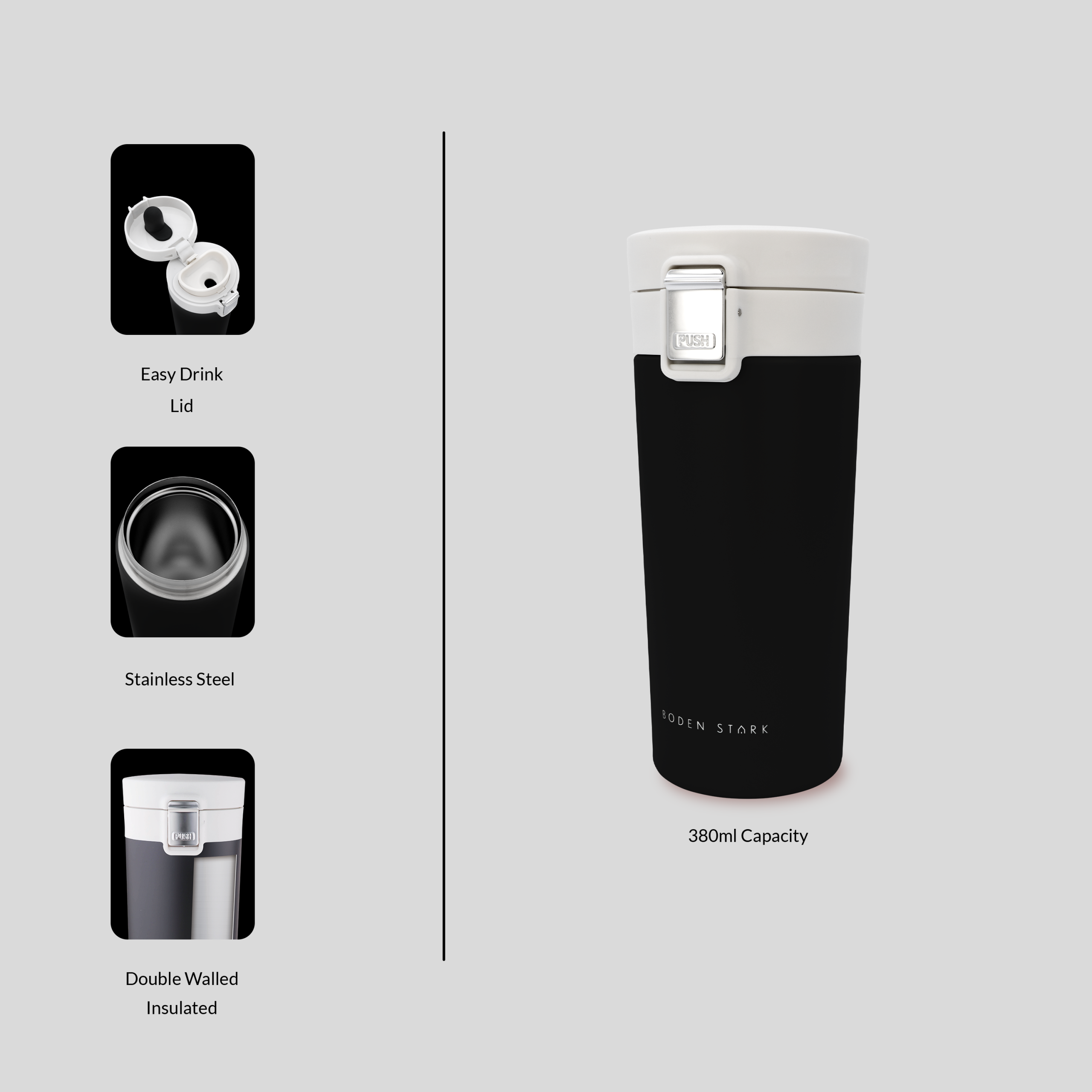 Boden Stark 380ml Travel Mug - Black - Image 4