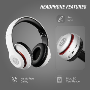 Volkano Impulse Series Bluetooth Headphones - White