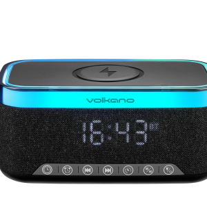 Volkano Radiant 2 Alarm Clock With Wireless Charging And Speaker - Black