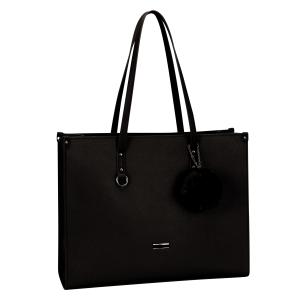 Supanova Pompom Ladies Laptop Bag - Black