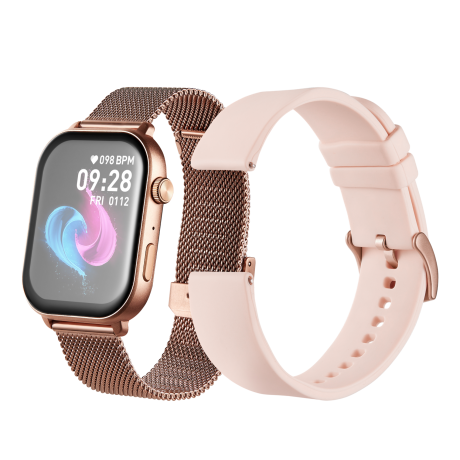 Volkano Trinity Series Smartwatch With Metal Mesh Strap - Gold