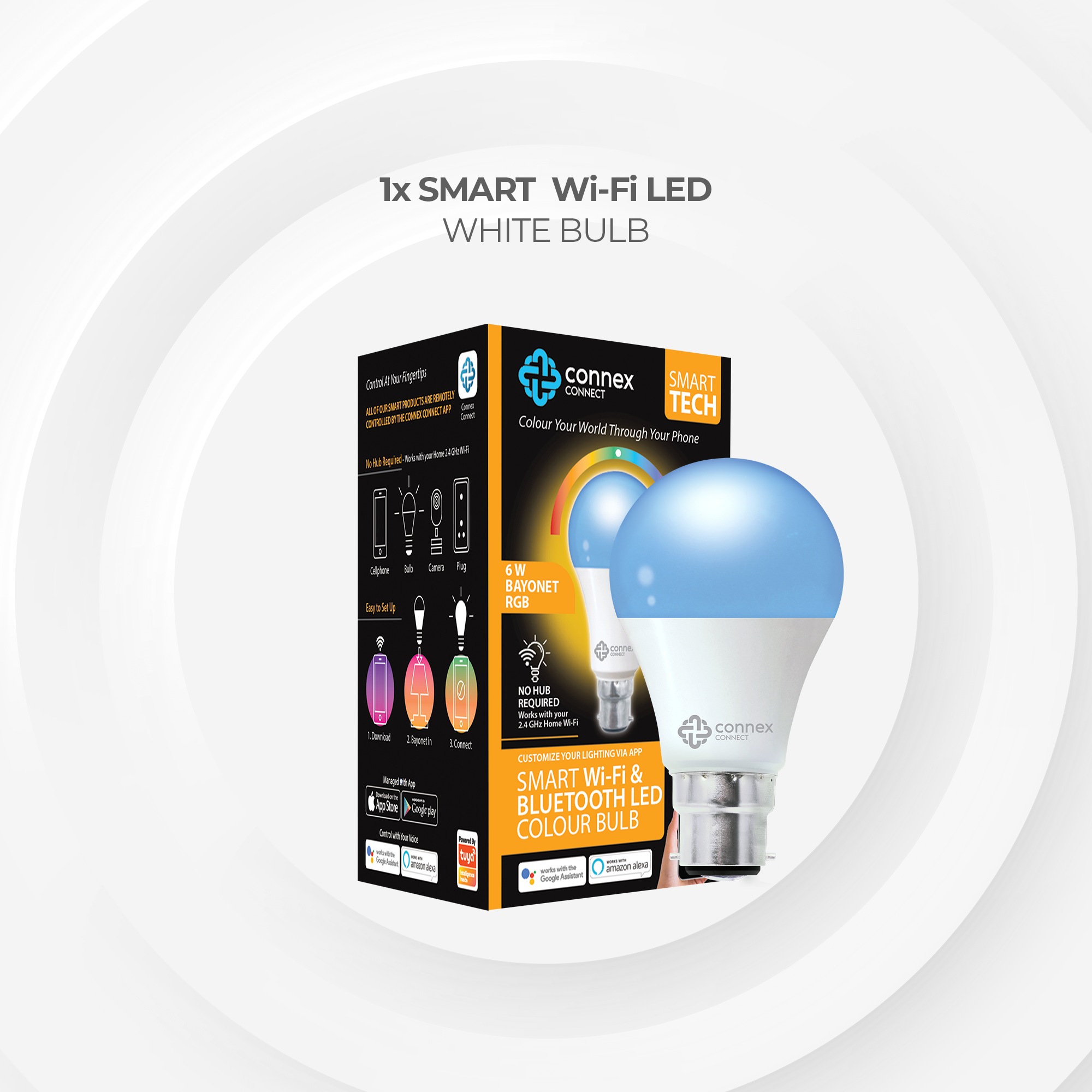 Smart Wi-fi Bulb 6w LED RGB White - Bayonet