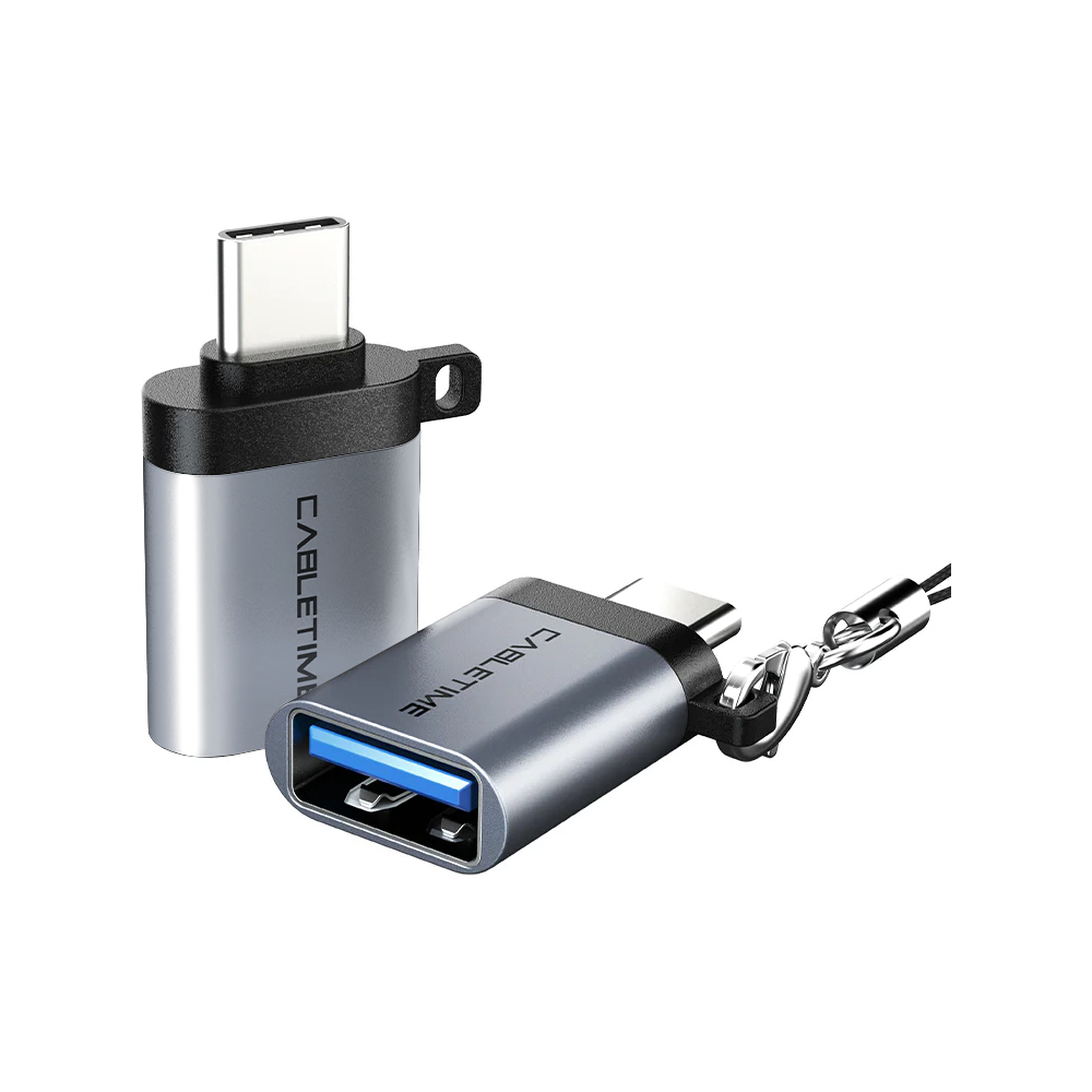 CABLETIME CP71G USB3.0 TYPE-C MALE TO USB TYPE-A FEMALE OTG ADAPTER WITH KEYCHAIN LANYARD (CT-OTG-CMAF-AGL)