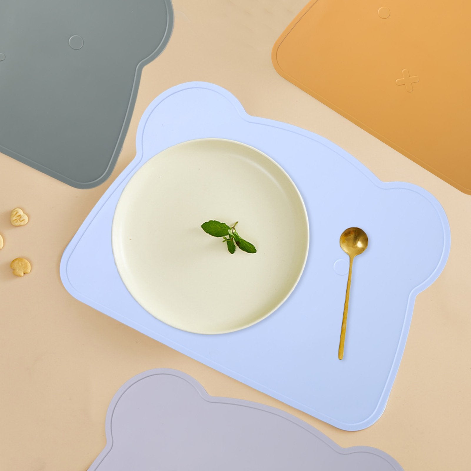 Silicone Teddy Placemat -Light grey - Image 4