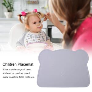 Silicone Teddy Placemat -Light grey