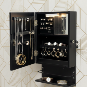 Stella Jewellery Cabinet with LED Light - Black - Fine Living