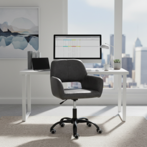 Aurelia Executive Office Leather Chair - Grey - Finery