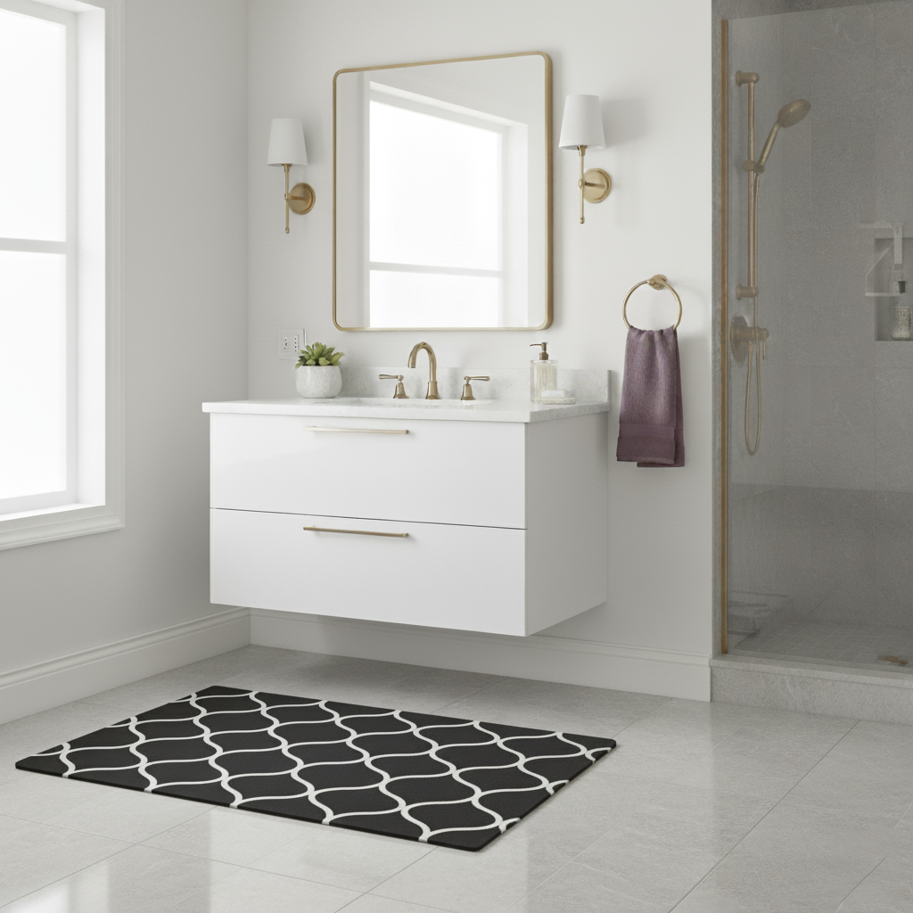 FlowEase- Black - Rectangle Bath Mat - 40*60cm - Image 2