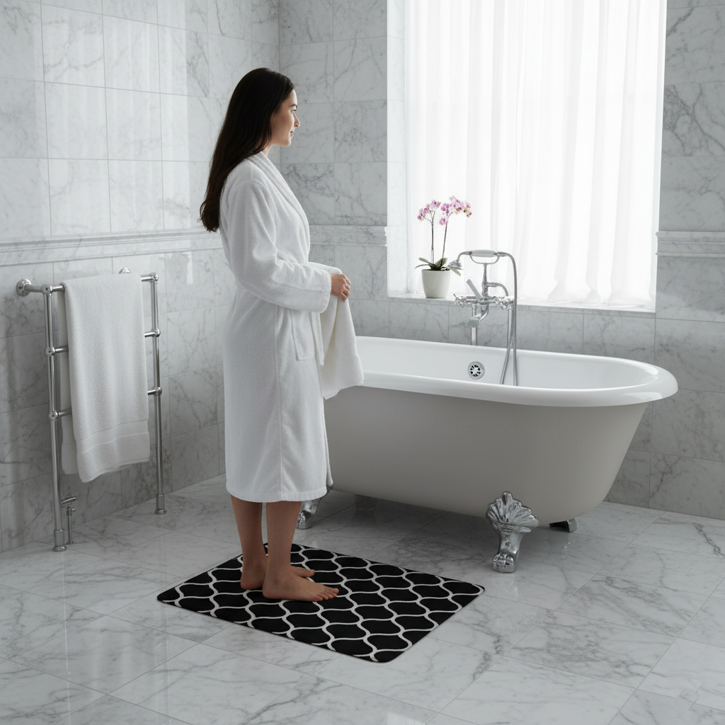 FlowEase- Black - Rectangle Bath Mat - 40*60cm - Image 4