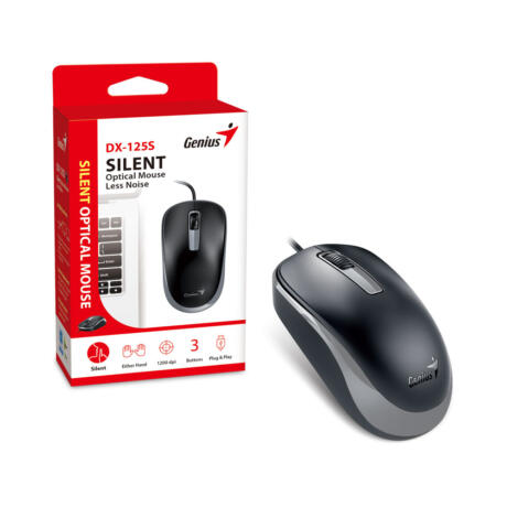 Genius USB DX-125S  SILENT OPTICAL MOUSE BLK+GRY