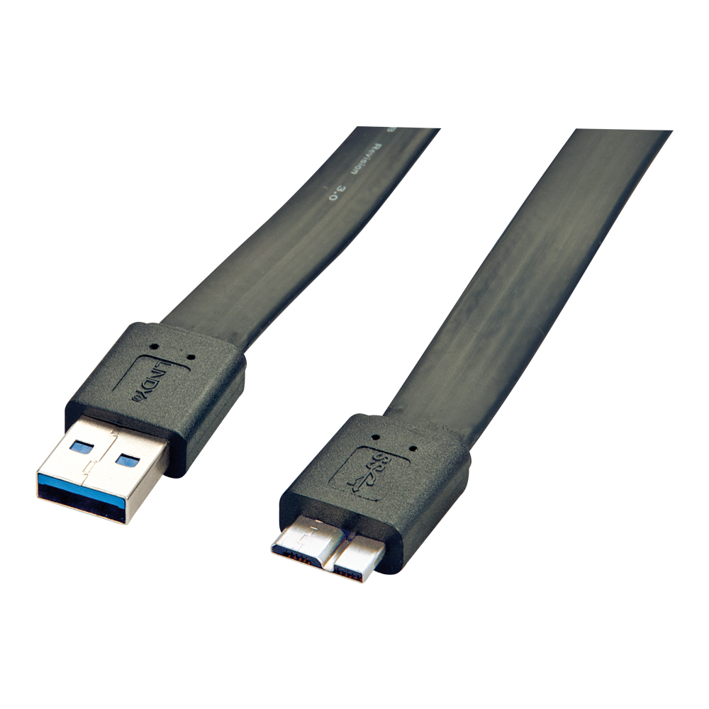 Lindy 2M USB3.0 FLAT A-M TO MICRO-B CABLE (31471)