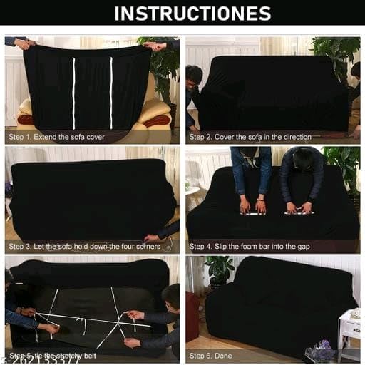 Fine Living Jacquard 3 Seater Couch Cover - Black - Image 5