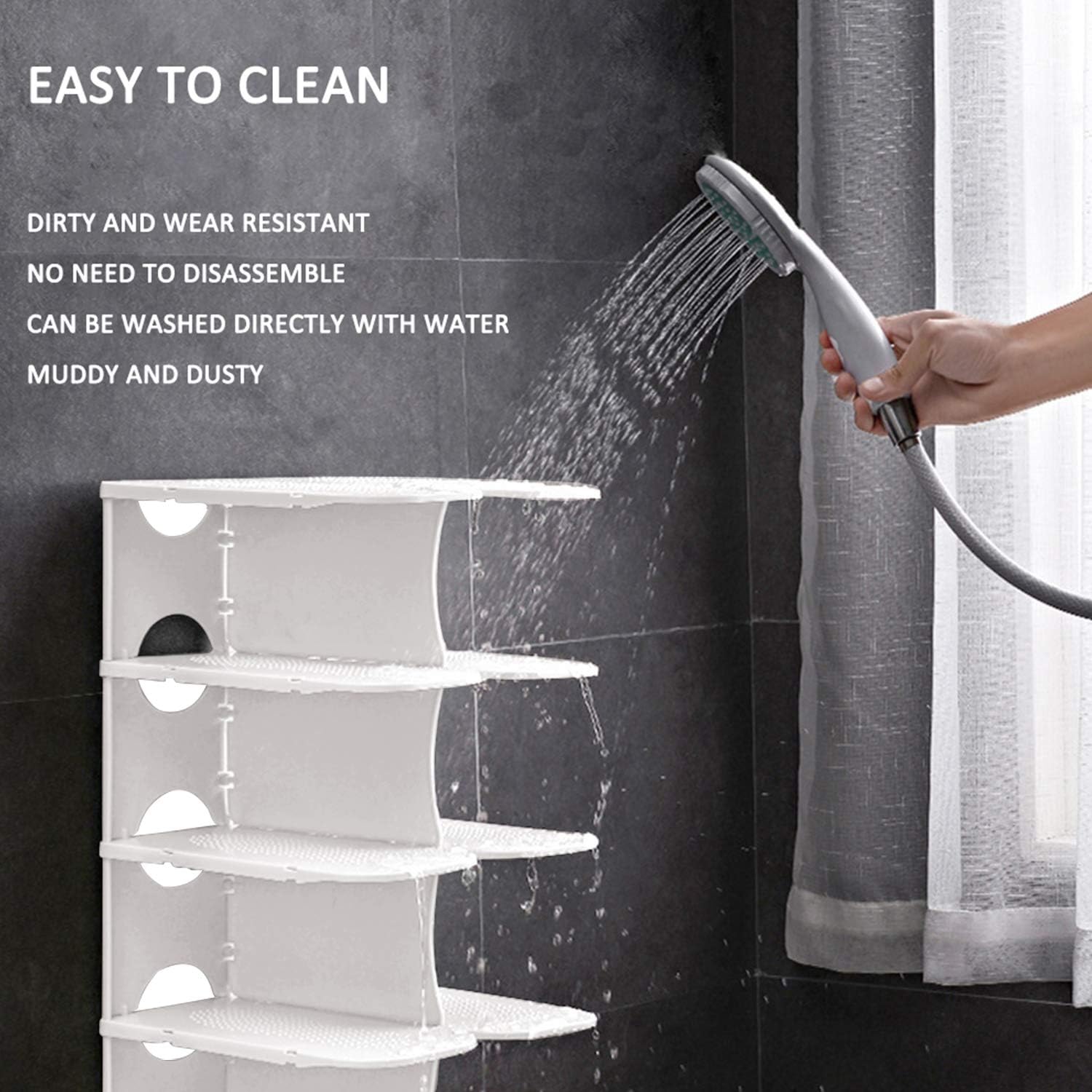Pillar 6 Layer Shoe Rack - White - Image 5