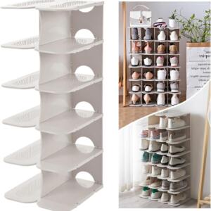 Pillar 6 Layer Shoe Rack - White
