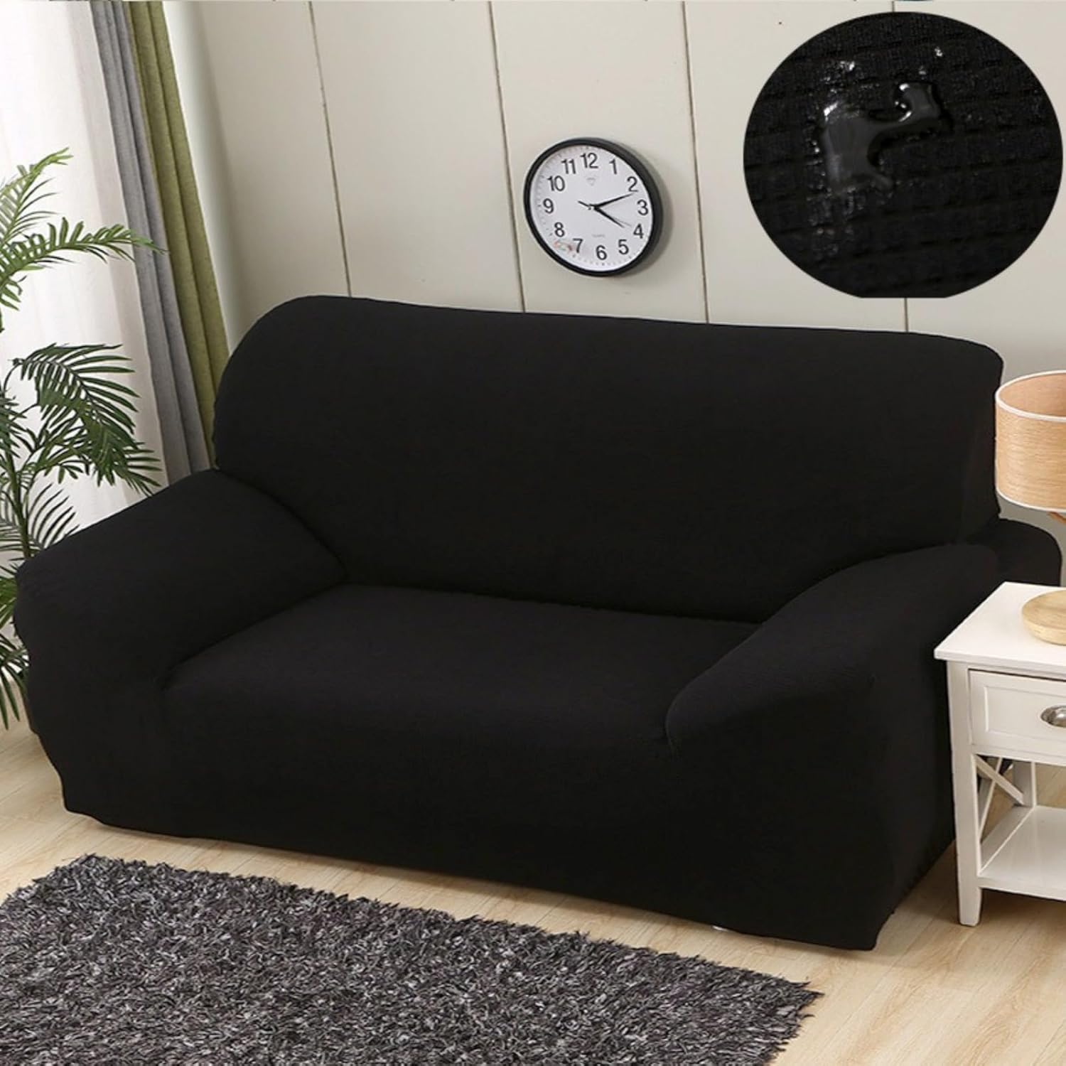 Fine Living Jacquard 3 Seater Couch Cover - Black - Image 4