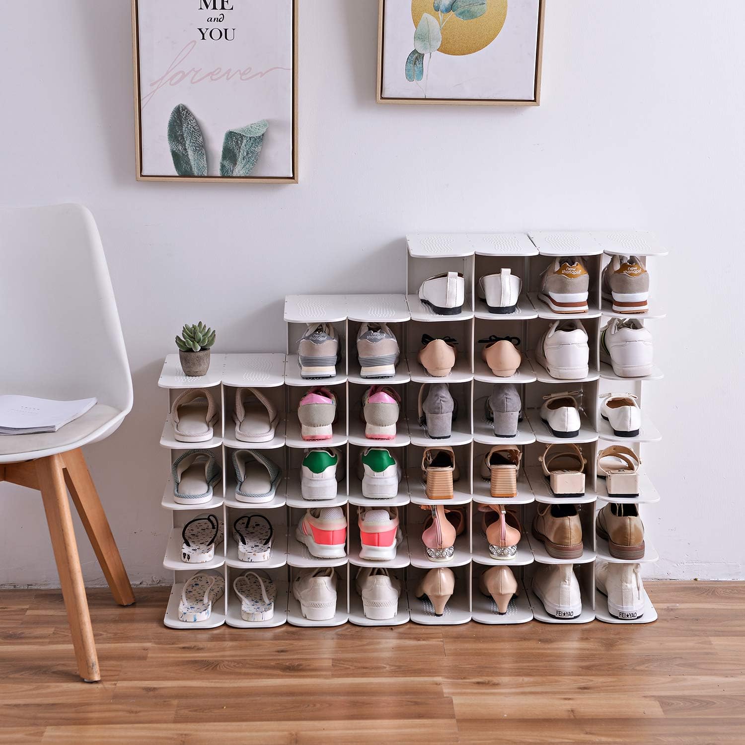 Pillar 6 Layer Shoe Rack - White - Image 2