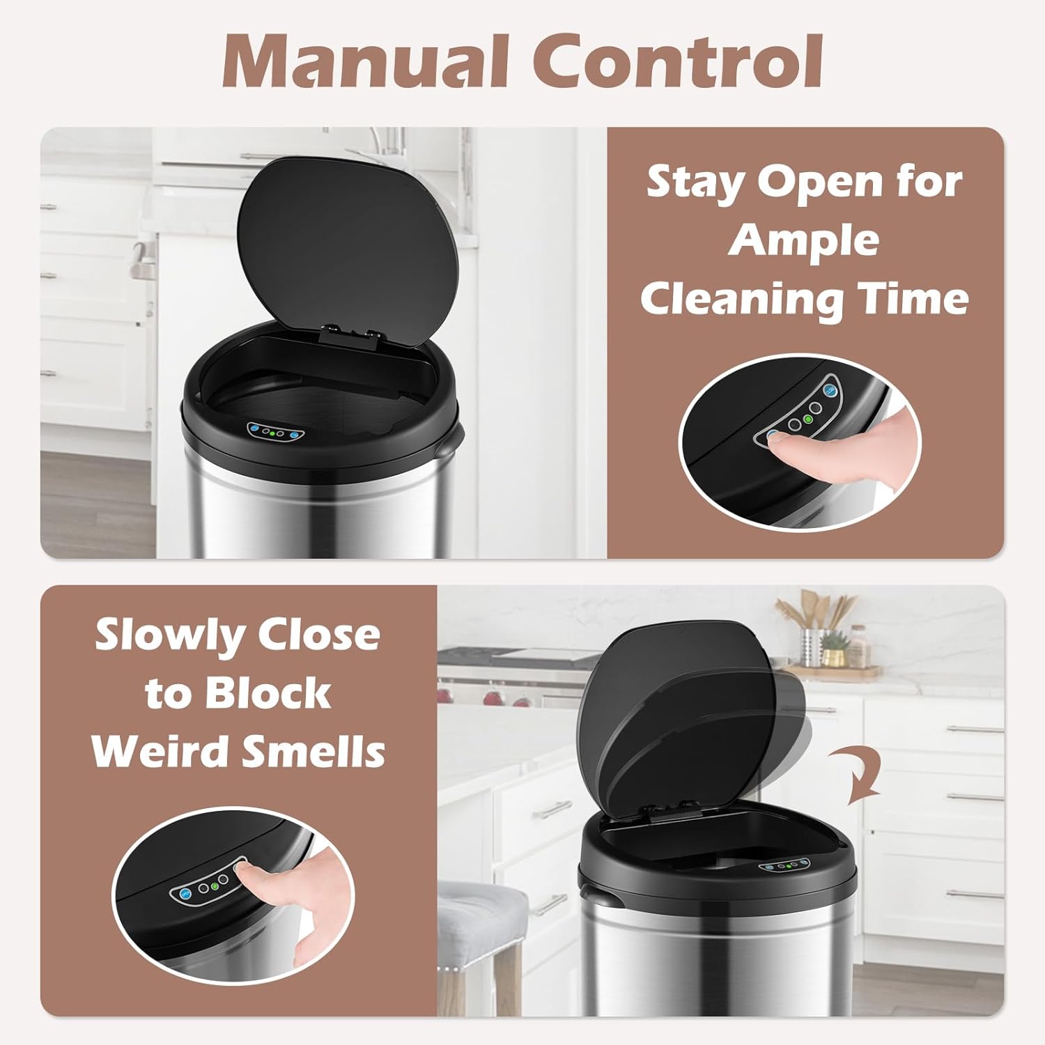 Auto Waste Sensor Trash Bin - Chrome - 50L - Fine Living - Image 6