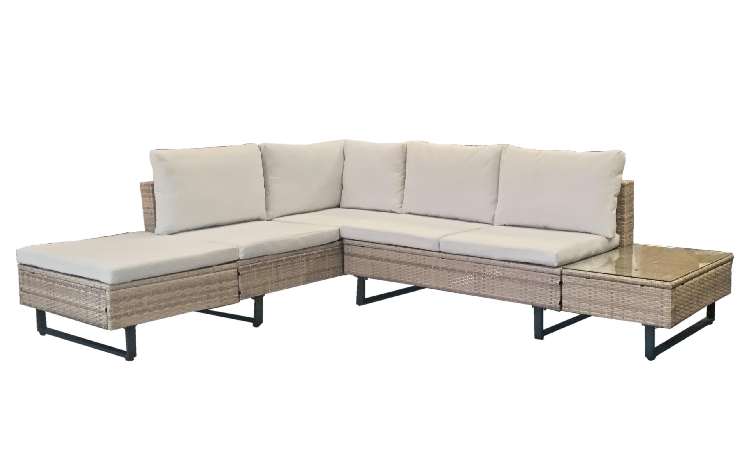 Cyprus Corner Lounge Patio Set - Brown with Light Grey Cushions - Image 11