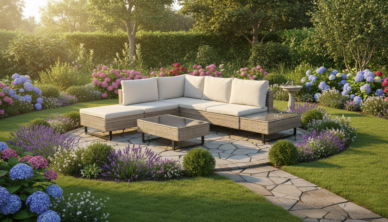 Cyprus Corner Lounge Patio Set - Brown with Light Grey Cushions - Image 7