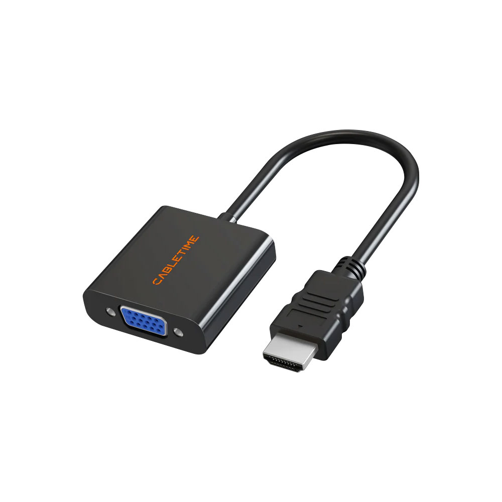 CABLETIME CP52B 0.2M 1080P HDMI MALE TO VGA FEMALE ADAPTER (CT-AV582-HAVGAG-B0.2)