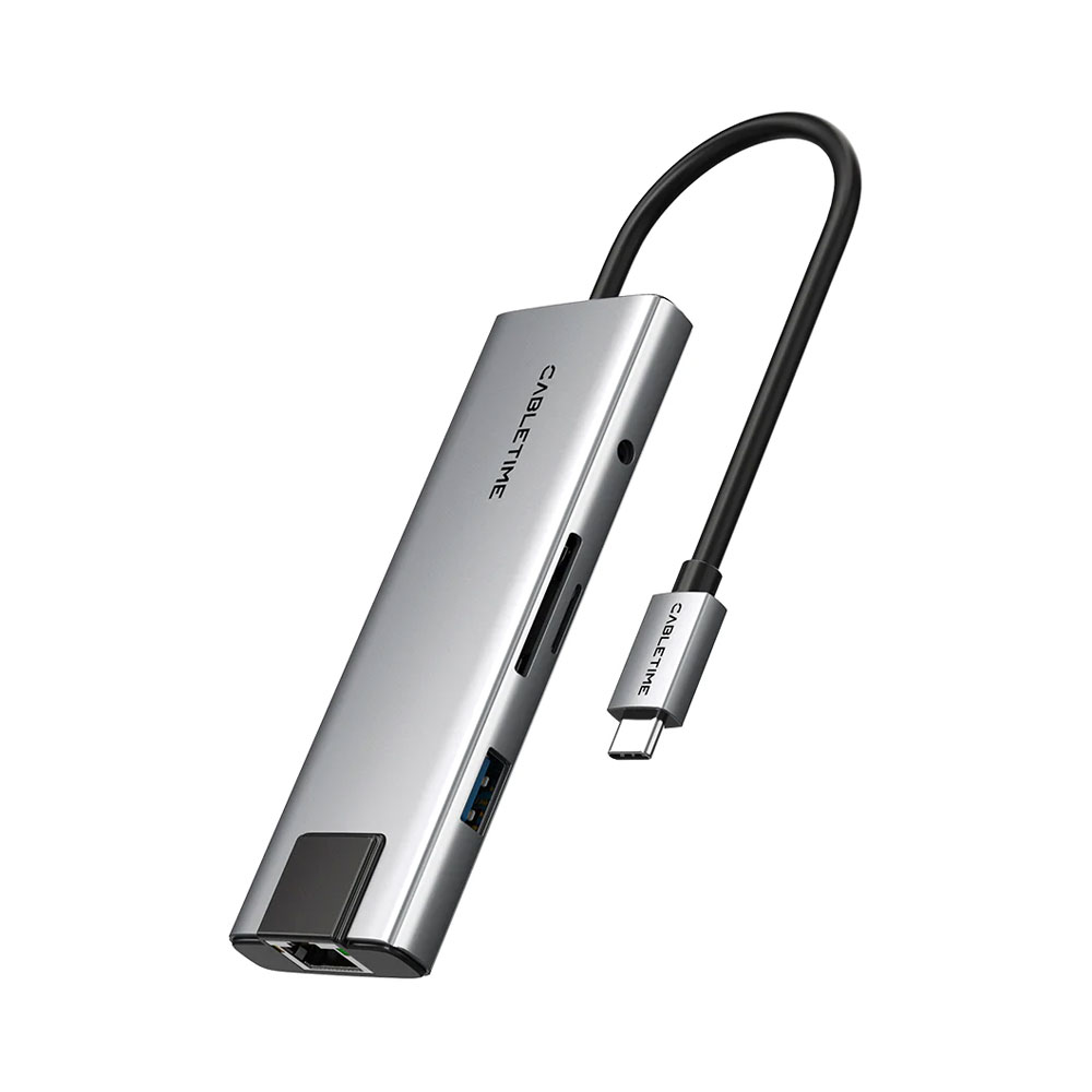 CABLETIME HB03G 15CM 9-IN-1 USB TYPE-C PORT REPLICATOR WITH 4K HDMI AND GIGABIT ETHERNET (CT-HBP3-AG9-0.15M)