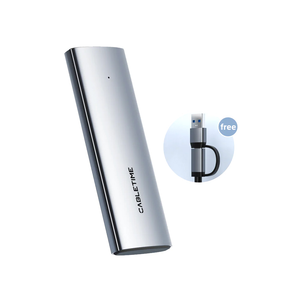 CABLETIME CT - 10GBS USB C TO NVME / SATA M.2 SSD SP-GREY
