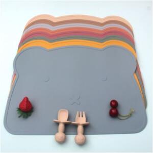 Silicone Teddy Placemat - Blue grey