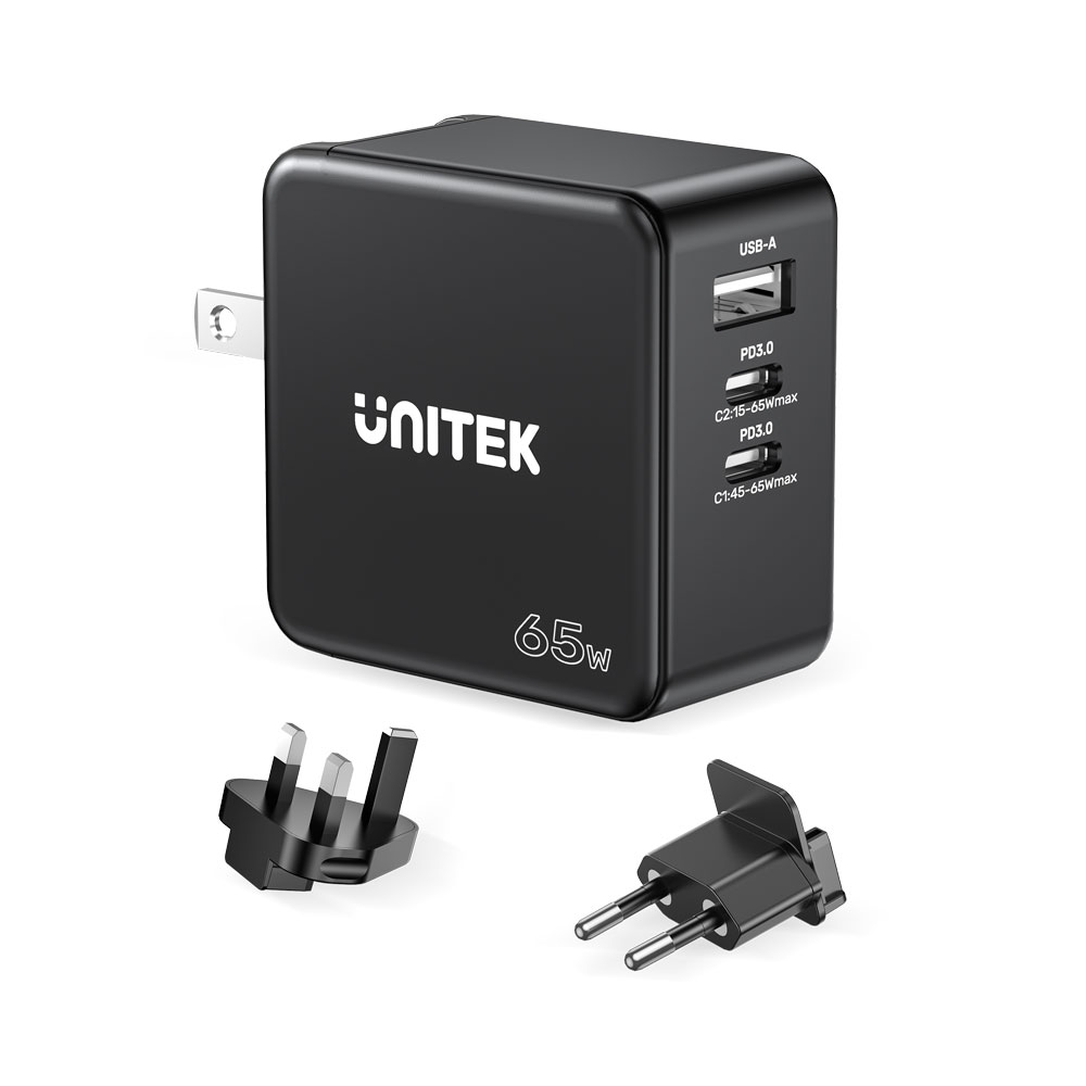 Unitek TRAVEL CHARGER (65W) 4IN1 GAN BLK(P1117B)