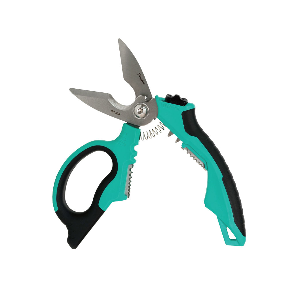 Proskit SR-335 8" STAINLESS STEEL MULTI-PURPOSE ANGLED ELECTRICIAN SHEARS