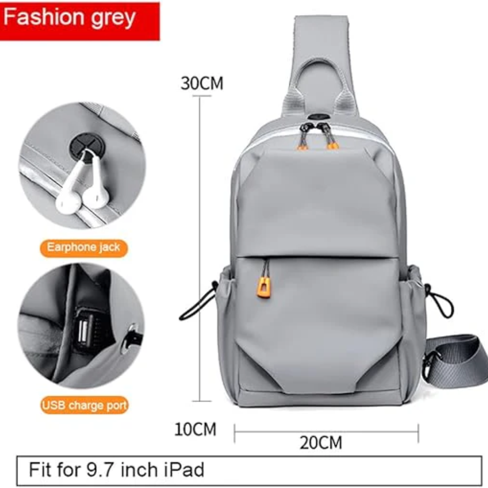 Zen Sling Cross Body Backpack -Grey - Image 8