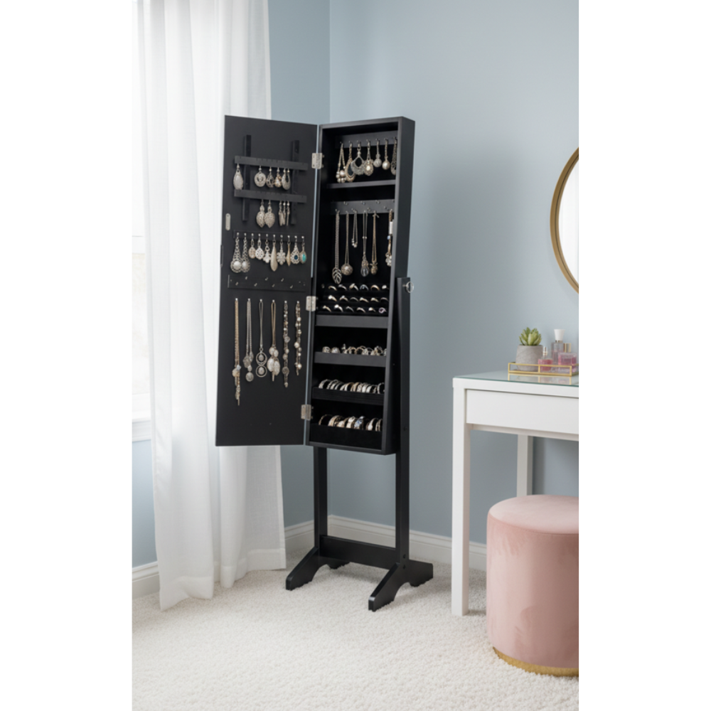 Crystaline Jewelry Cabinet - Black - Fine Living