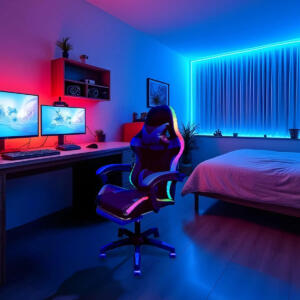 LED Lights Gaming Chair - Blue/Black