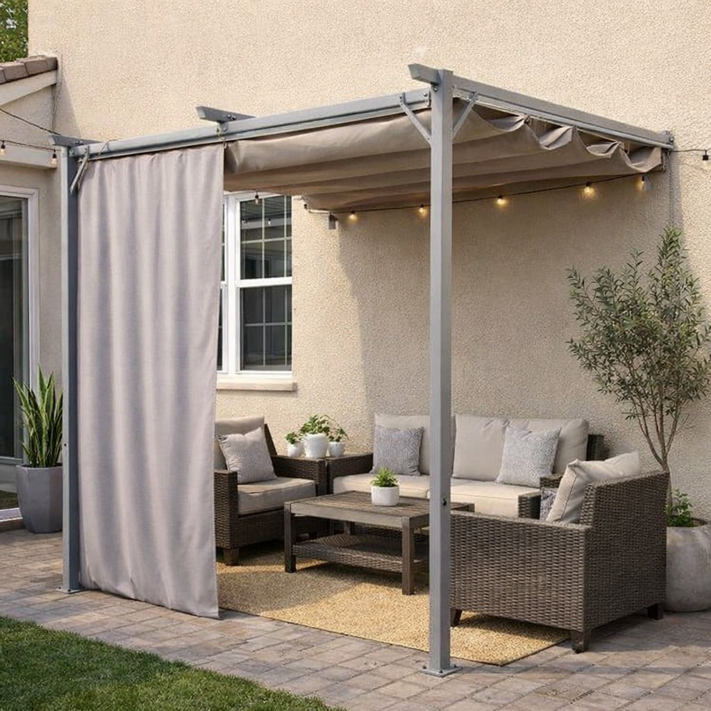 Sunridge Wall Mounted Pergola with Awnings - 3x2.7m - Grey - Finery - Image 4