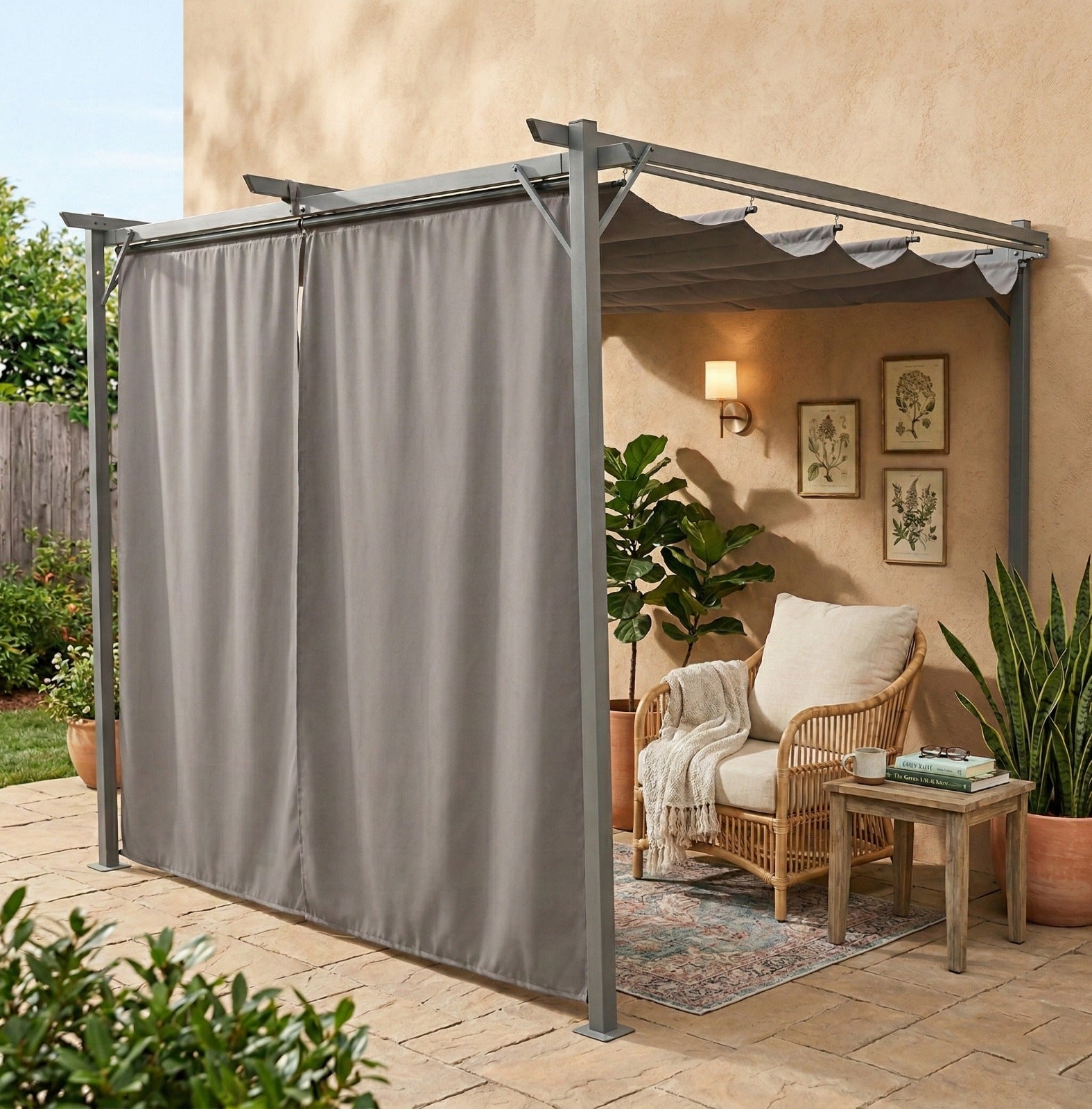 Sunridge Wall Mounted Pergola with Awnings - 3x2.7m - Grey - Finery - Image 5