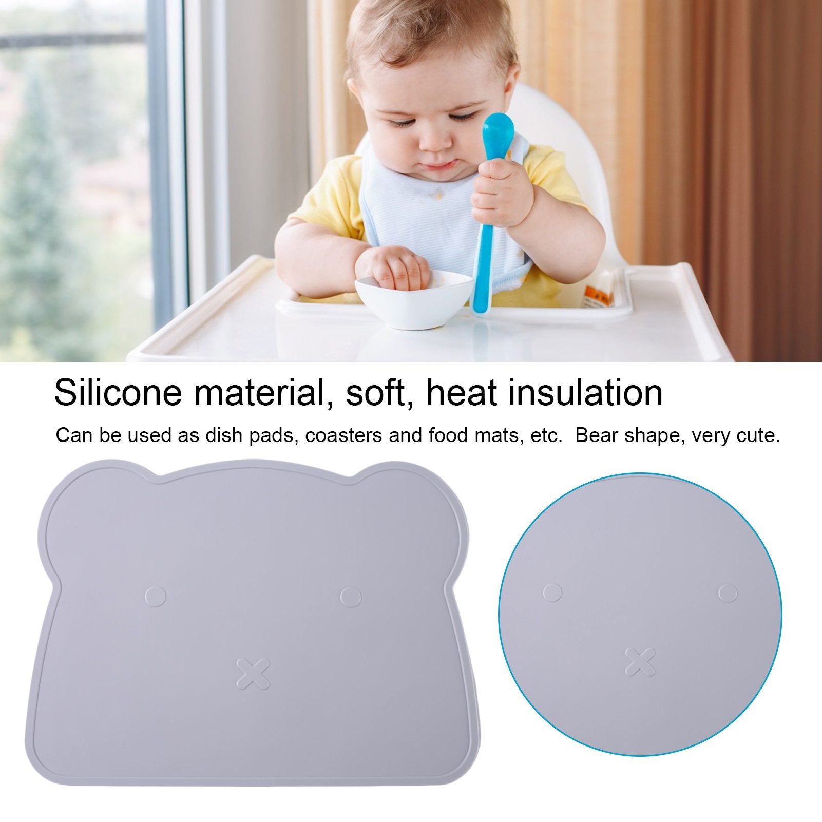 Silicone Teddy Placemat -Light grey - Image 3
