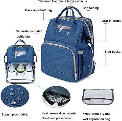 Nuovo - 2 in 1 Babypack with Fold Out Bed - Blue - Image 3