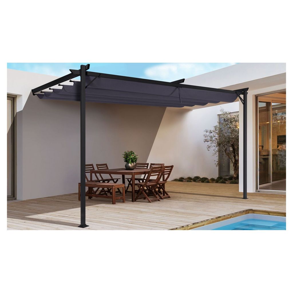 Skyline Wall Mounted Pergola - 3x2.7m - Grey - Fine Living